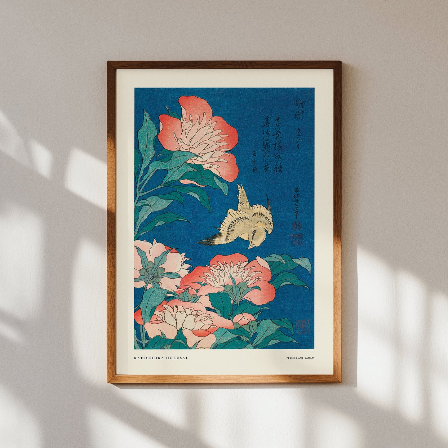 Katsushika Hokusai Peonies And Canary Print