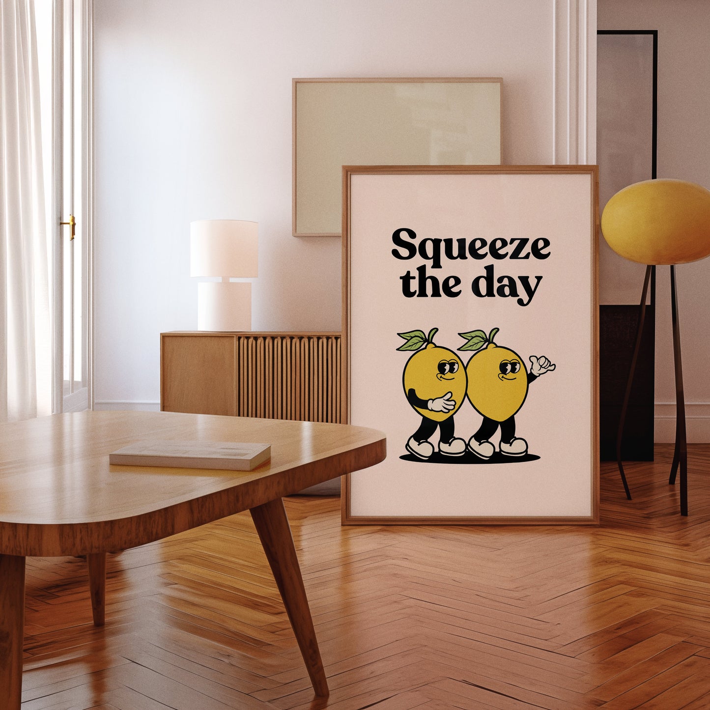 Squeeze The Day Lemon Retro Print