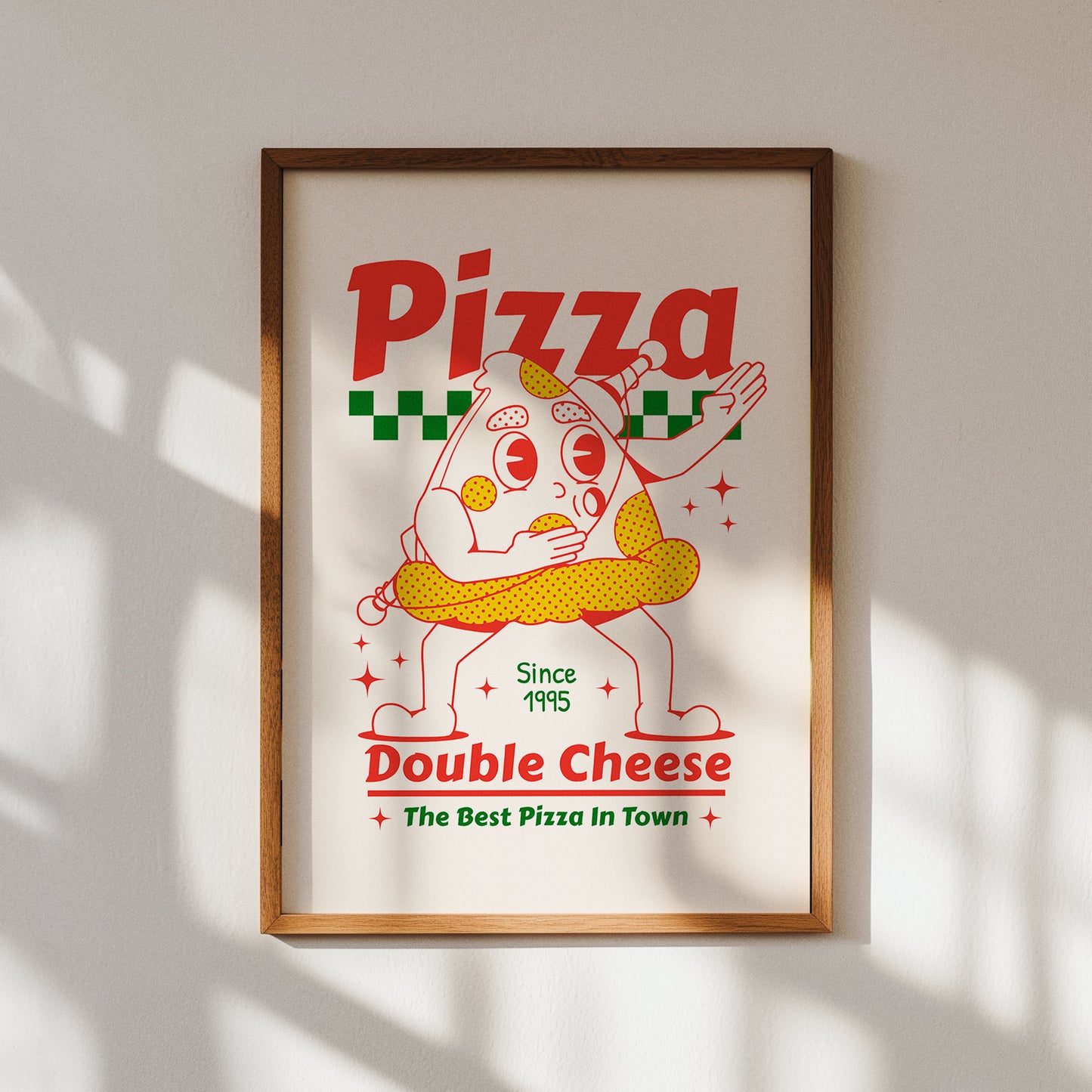 Double Cheese Retro Pizza Print