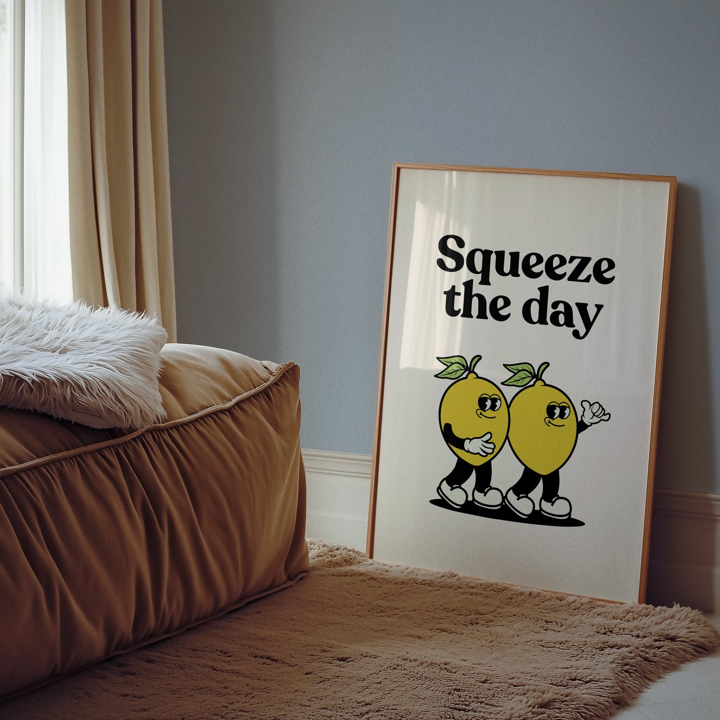 Squeeze The Day Lemon Retro Print