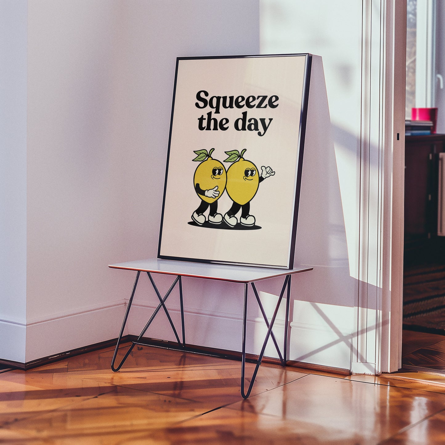 Squeeze The Day Lemon Retro Print