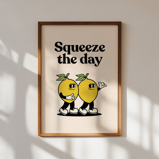 Squeeze The Day Lemon Retro Print