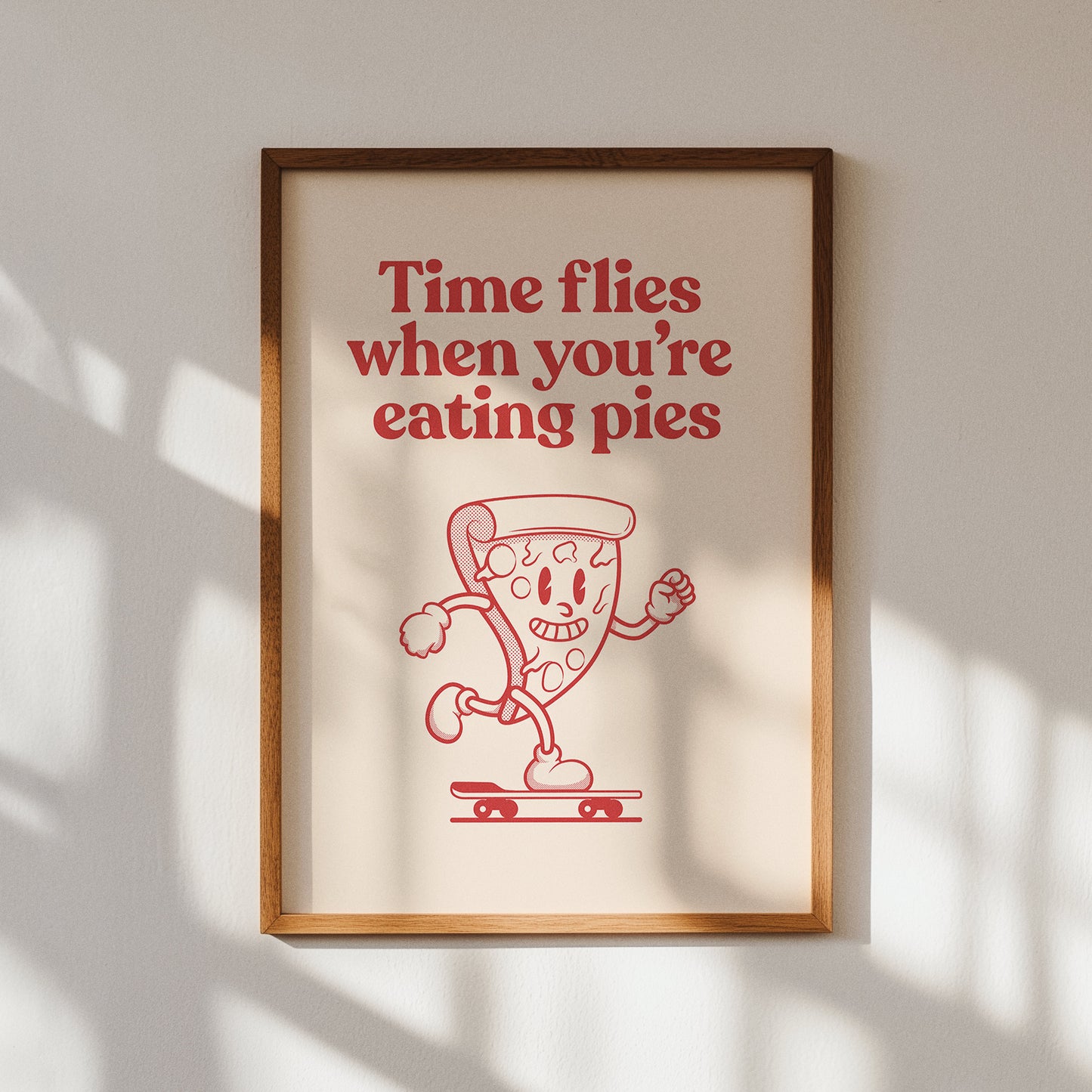 Time Flies When You're Eating Pies Retro PIzza Print