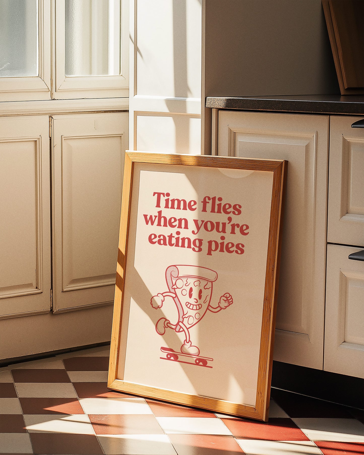 Time Flies When You're Eating Pies Retro PIzza Print