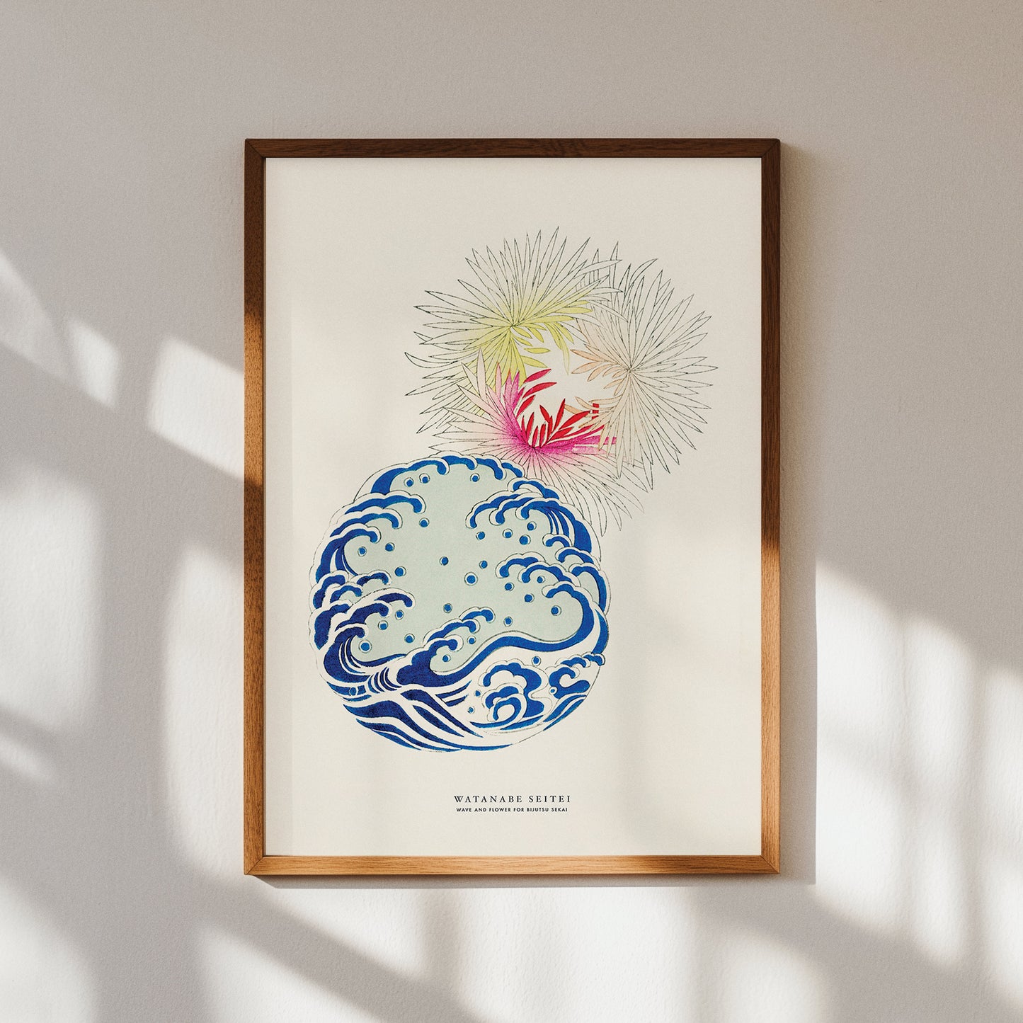 Waves and Flower by Watanabe Seitei for Bijutsu Sekai Print
